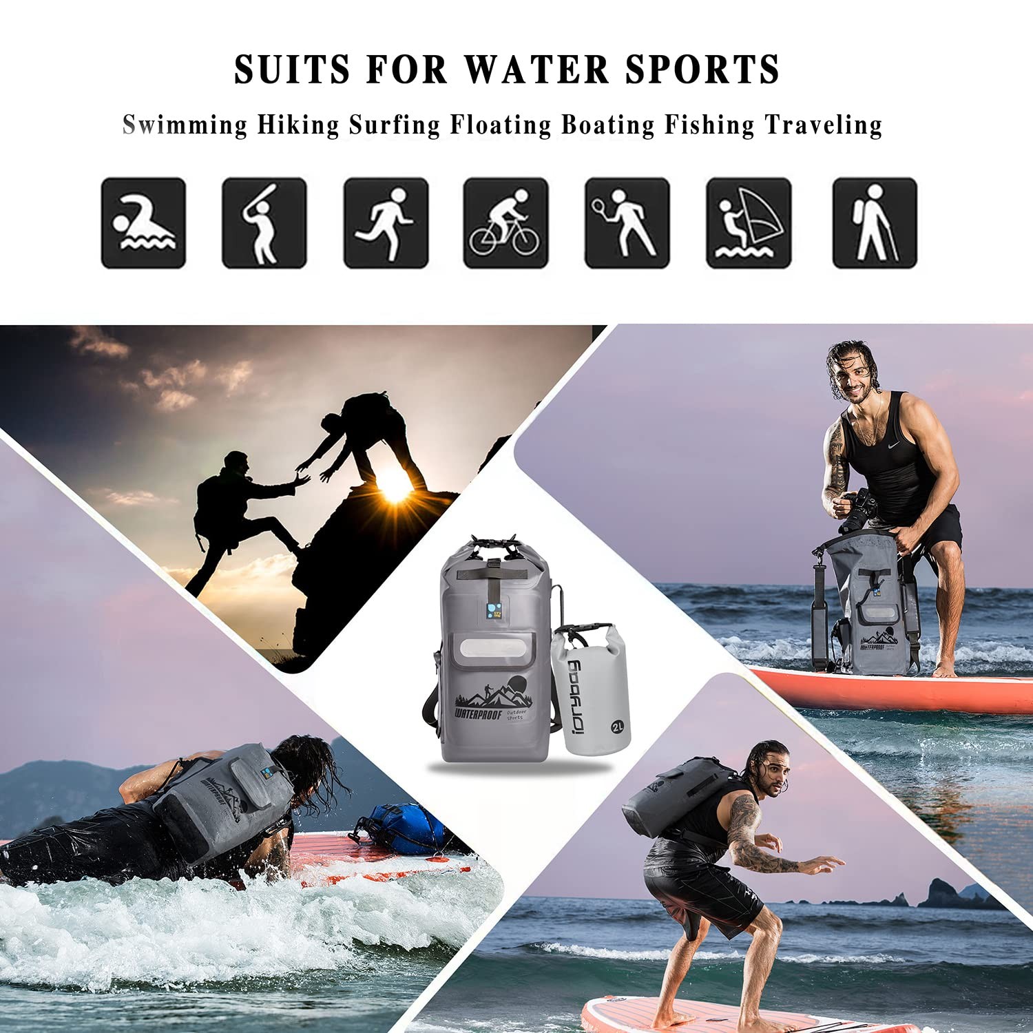 Dry Bag Backpack 20L/30L/40L, Floating Waterproof Backpack for Men, Kayak Dry…