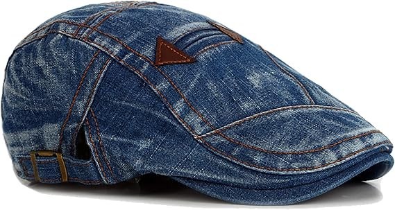 Denim Newsboy Hats for Men Women, Flat Ivy Gatsby Cabbie Driving Medium Blue