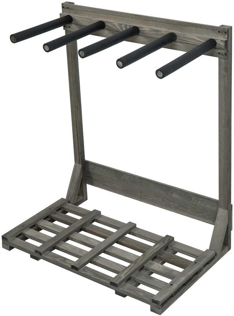 4-Ft Gray Freestanding Vertical Surfboard Storage Rack, Snowboards, Wake Boards