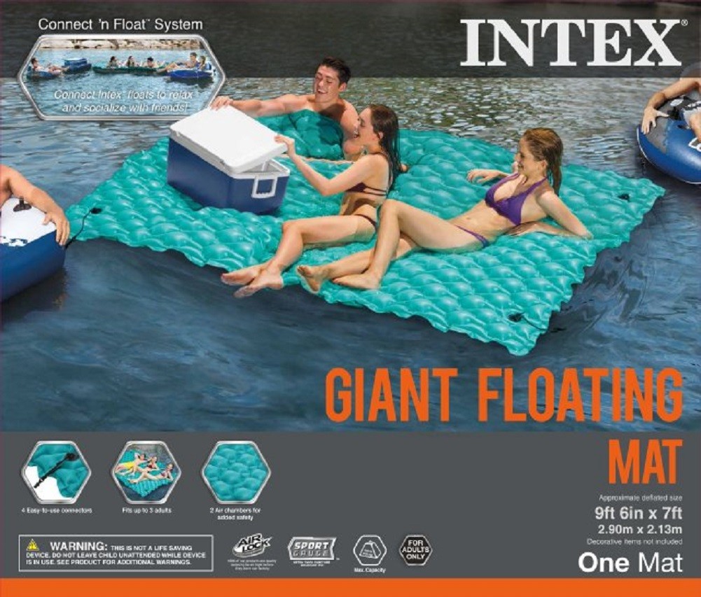 INTEX GIANT 9.5foot INFLATABLE FLOATING WATER SWIMMING POOL LAKE MAT PLATFORM PA