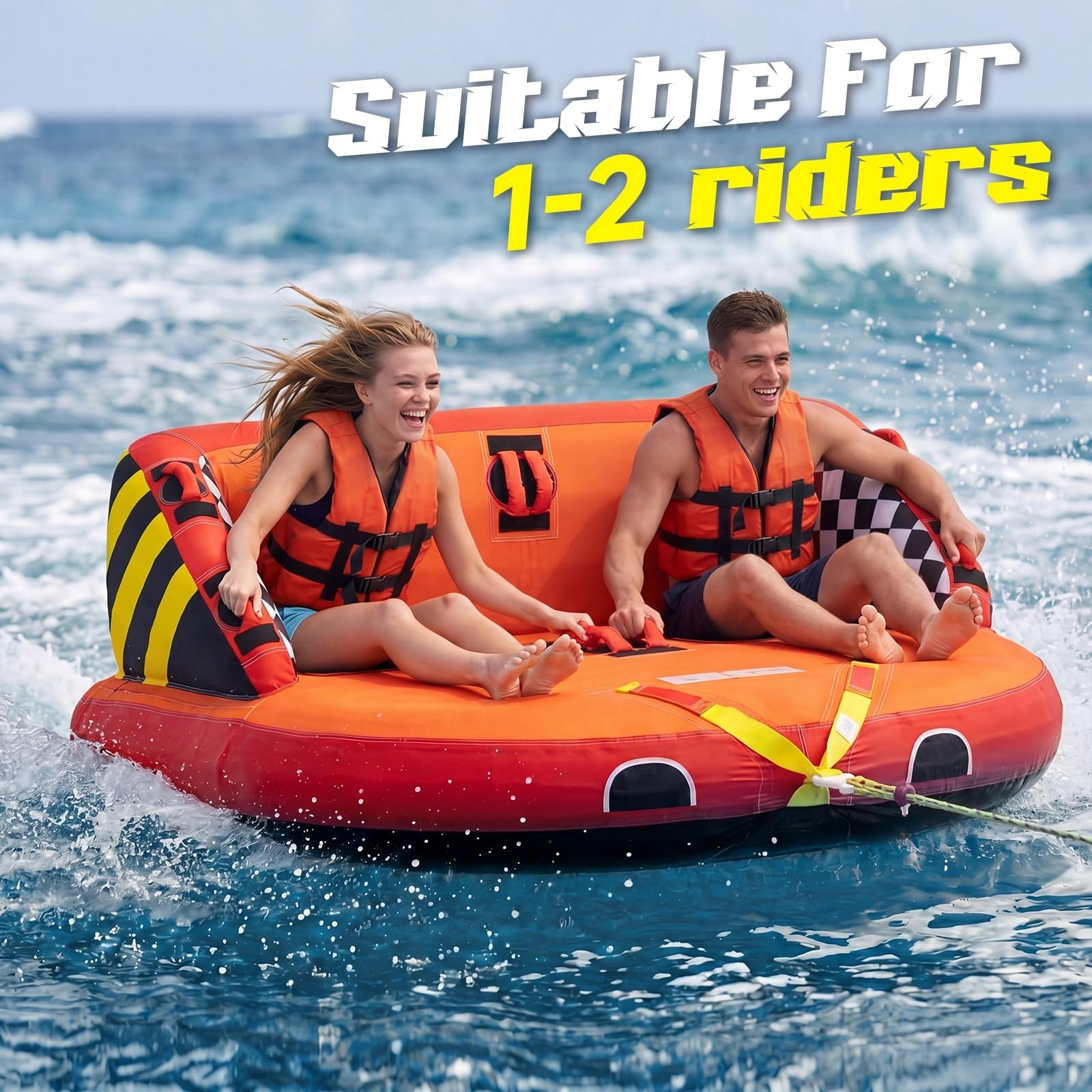 Towable Tube Replacement Bladder for 1-4 Riders, Innertube with Safety Speed Val