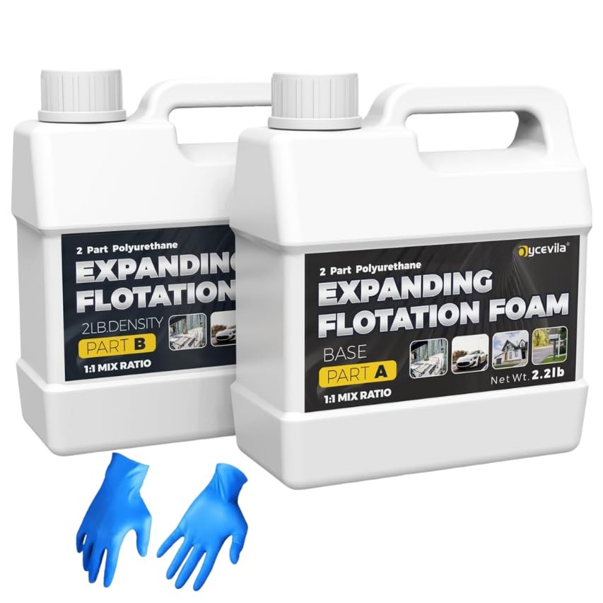 2 Quart Kit Marine Flotation Foam with Gloves, 2 Lb Density 2