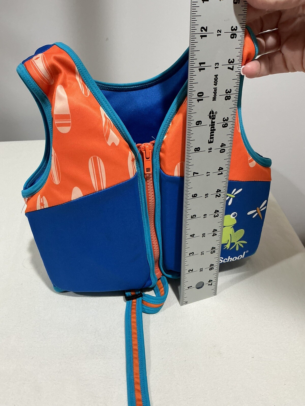 Kids Swim School Life Jacket Zip Up Ages 2-4 Max 33 Pounds Blue Orange