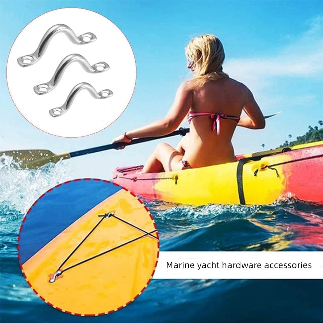 10 Pack Stainless Steel Pad Eye Straps Bimini Boat Top Kayak Deck Loop Tie Down