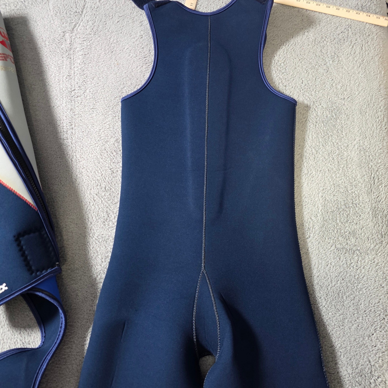 Neptune Daiwa Mens Size 4 Wetsuit 2pc 5mm Tuftex Navy Grey Beaver Tail Long John