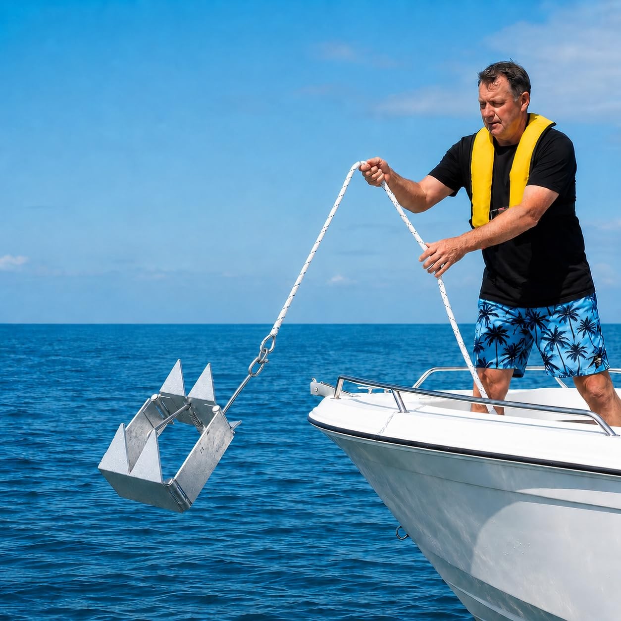 Boat Anchor 13LBS, Galvanized Folding Boat Anchor, Double Sided Slide Anchor …