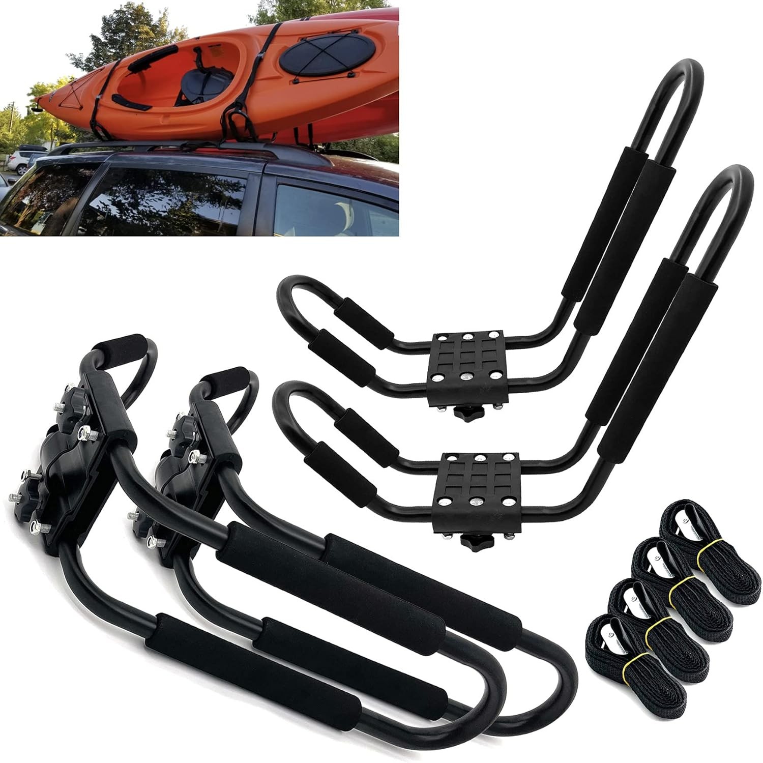 2 Pairs Kayak Roof Racks Universal Crossbar Mount Load 150lbs Car