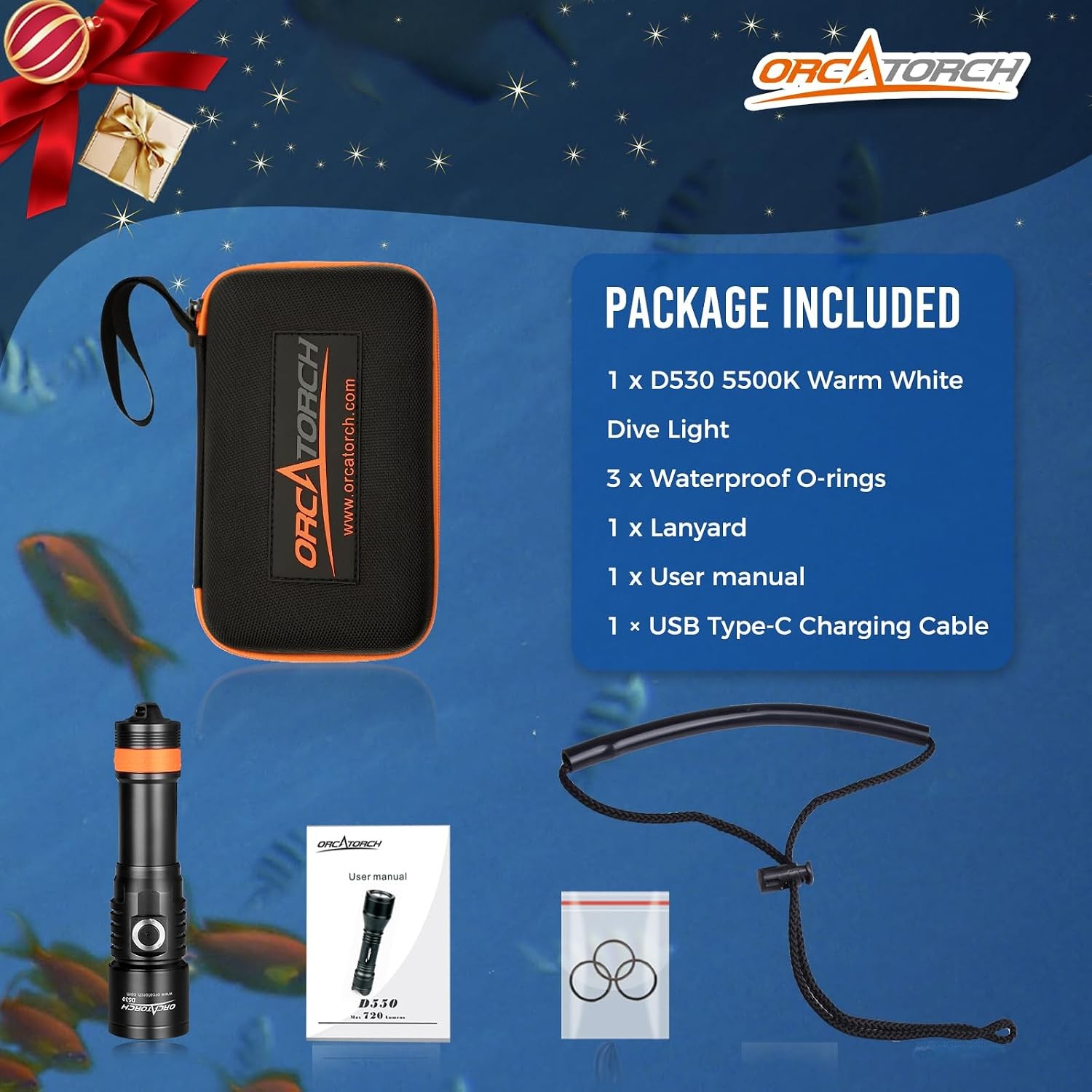 D530 Scuba Dive Light 1300 Lumens, Titanium Alloy Diving Flashlight with Waterpr
