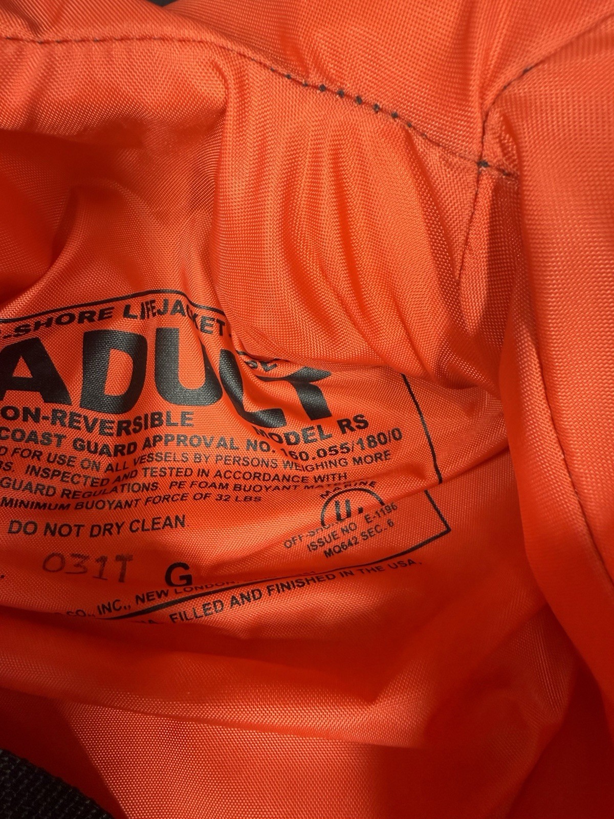 Model RS Adult Off Shore Lifejacket Type 1 PFD Kent Sporting Goods 4 Excellent