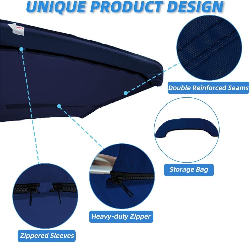 4 Bow Bimini Top Replacement Cover Marine Grade Waterproof Navy Blue