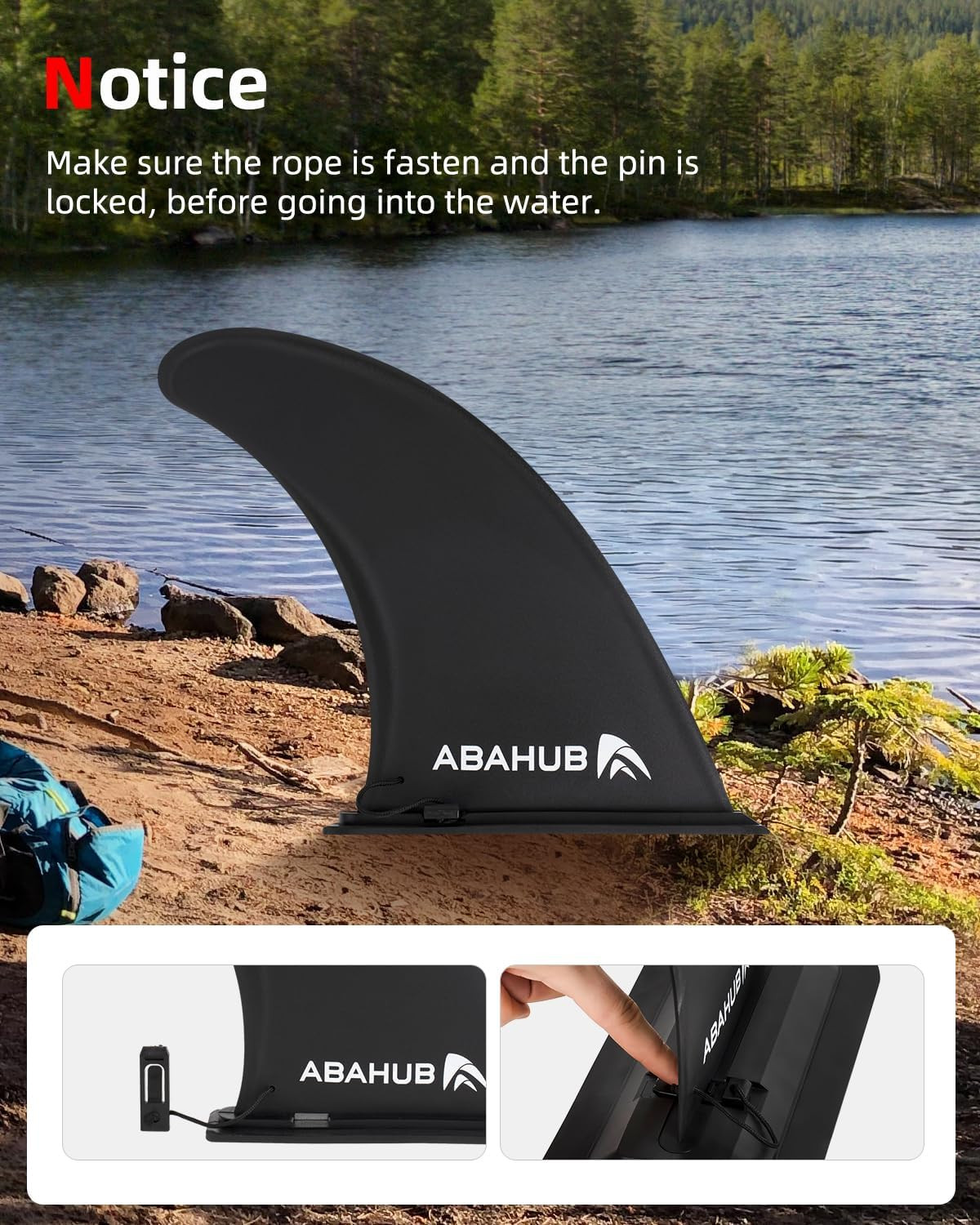 Abahub 9/10” SUP Single Center Fin with 1 Fin Screw, Fiberglass Reinforeced 9/1