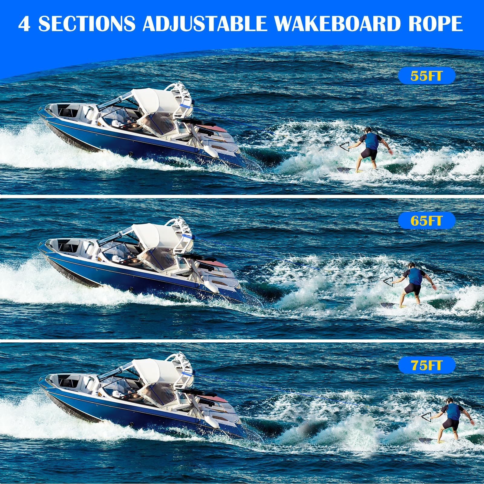 SETYPARY Dyneema No Stretch Wakeboard Rope and Handle, 75FT Floating Wakeboar…