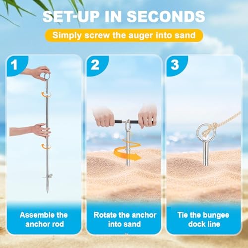 Sand Anchor for Boat, Stainless Steel Shallow Water Anchor, 35″ Boat Sand