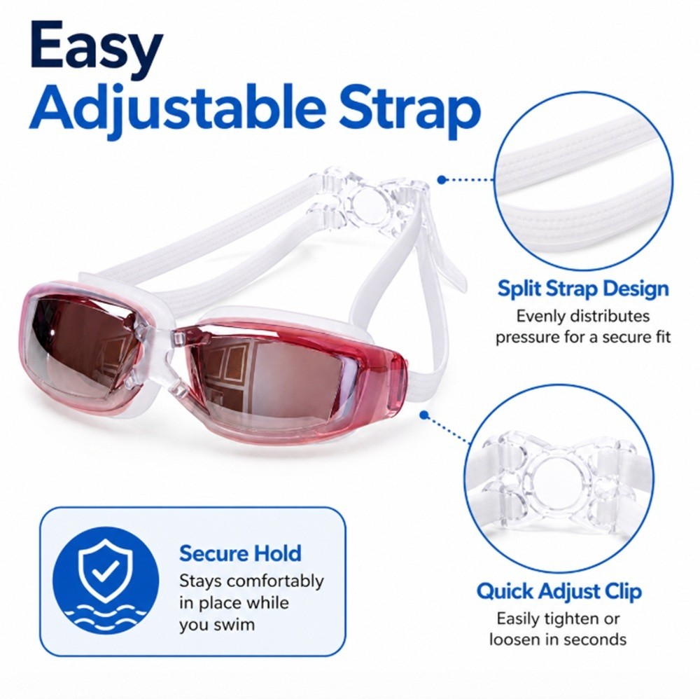 Comfortable Swimming Goggles UV Protection Anti‑Fog Mirror Lens for Adults & Kid