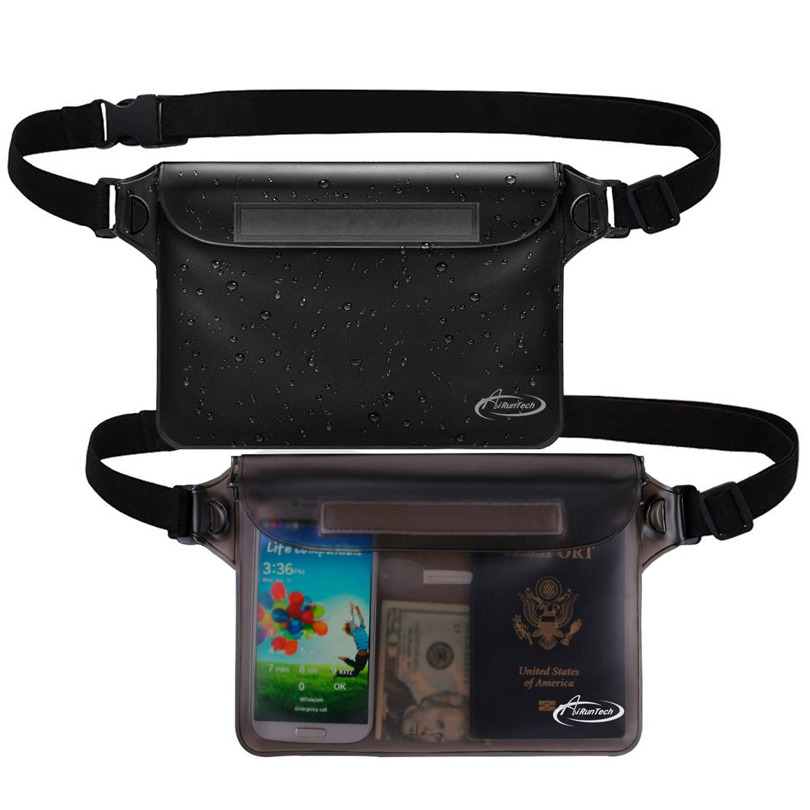 AiRunTech Waterproof Fanny Pack,Phone Pouch 8.5 x 5.8 inches, Gray + Black