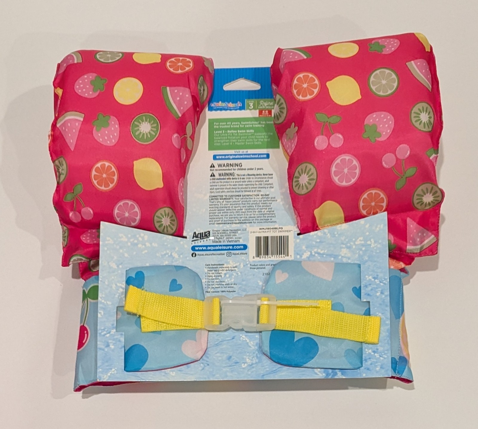 SwimSchool 2 In 1 Ultra-fit Tot Swimmer Pink, Max 50 pounds L3 Mermaid, 4-6 y/o