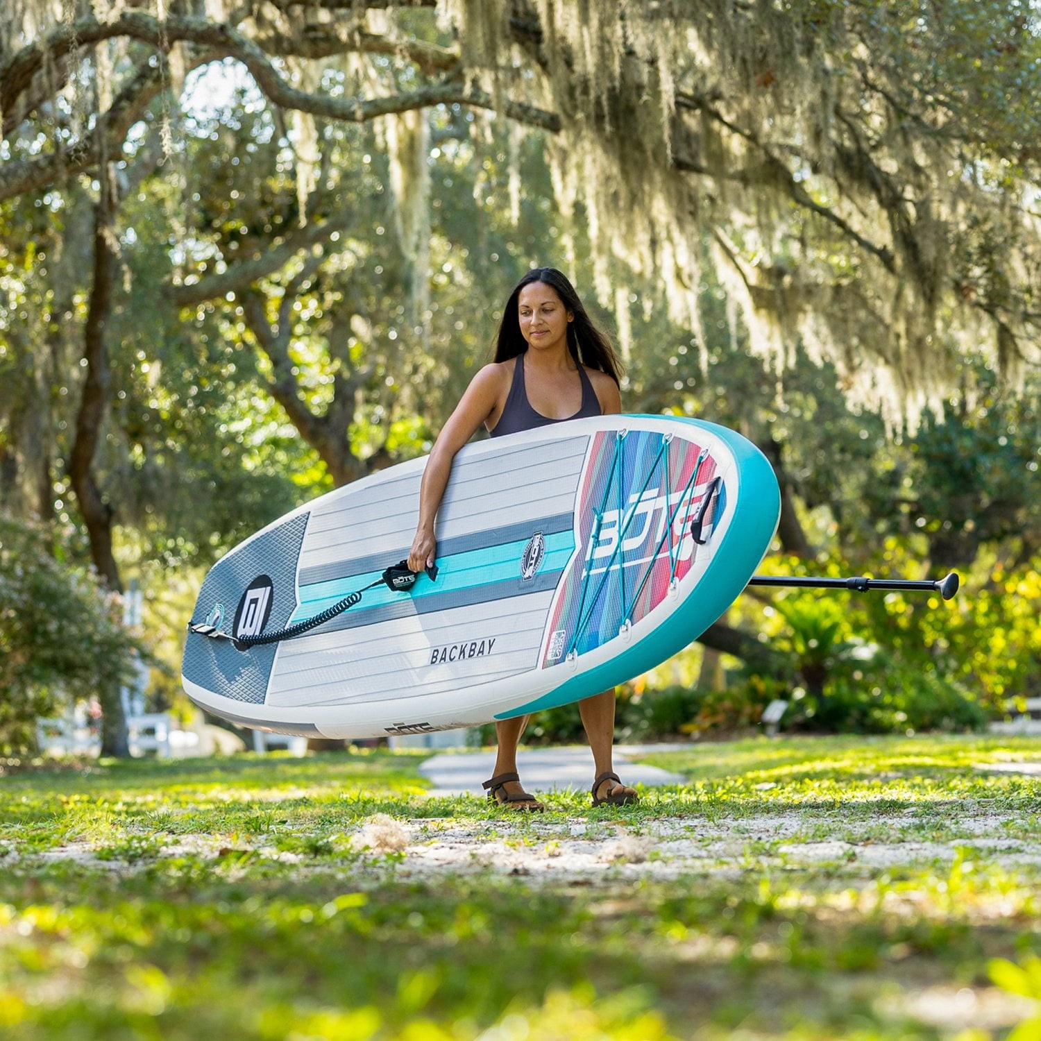 NEW BOTE Backbay Aero Inflatable 11′ SUP Stand Up Paddleboard w/ Paddle & Leash