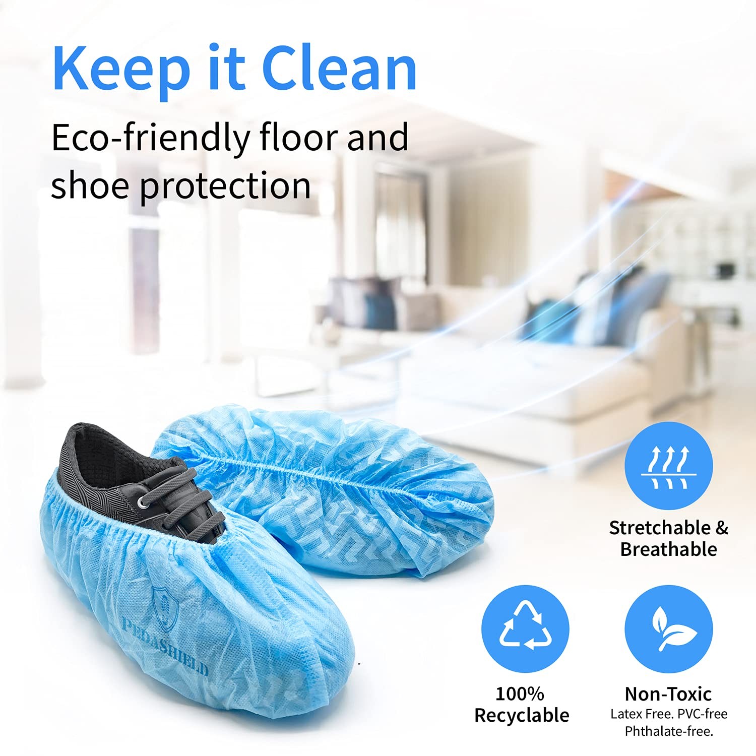 22 Premium XL Booties -Thick Extra Large Disposable Boot & Shoe 22, Blue