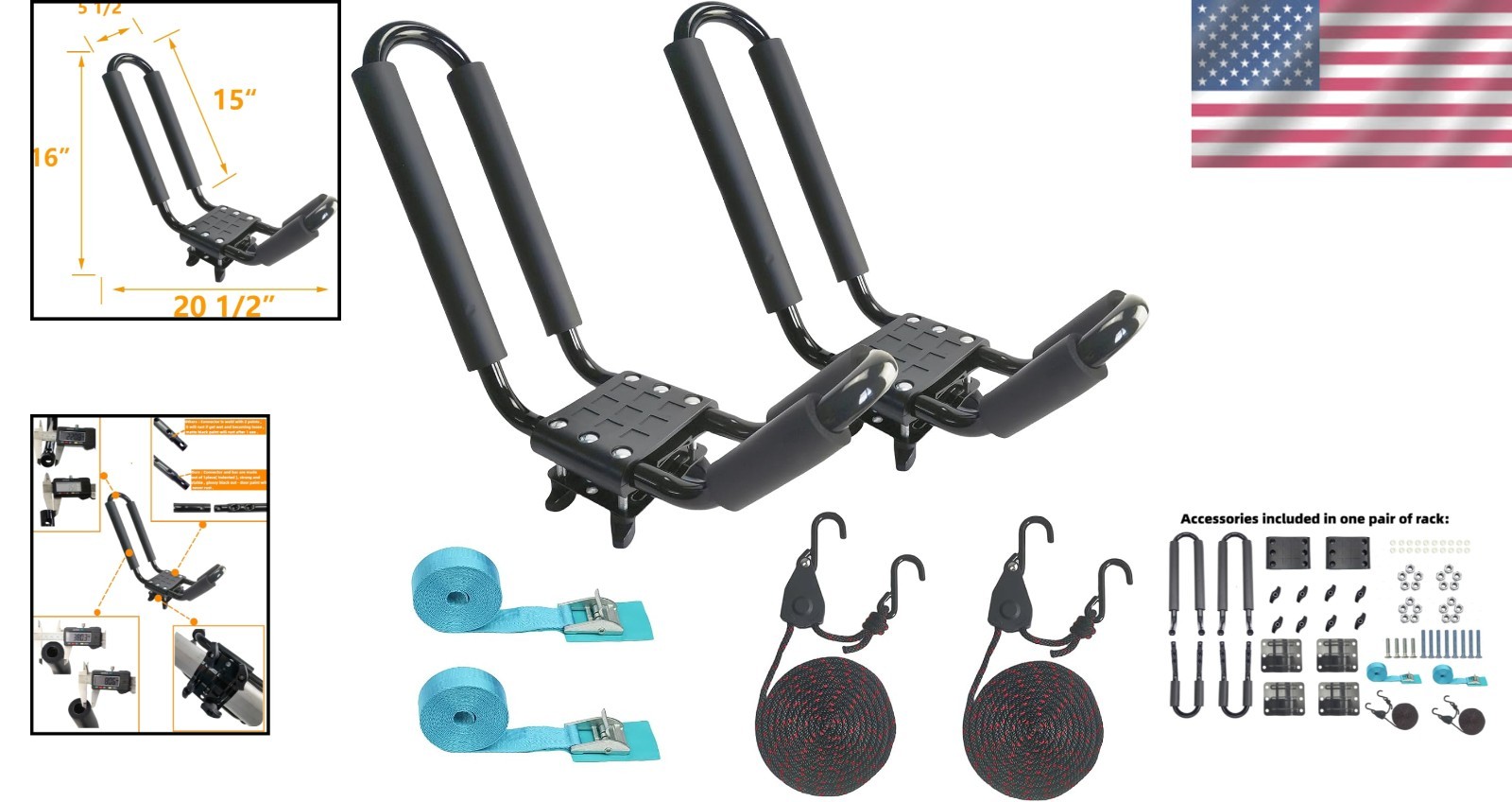 Universal Kayak Carrier with J Bar Design – Easy Installation & 150 lbs Load