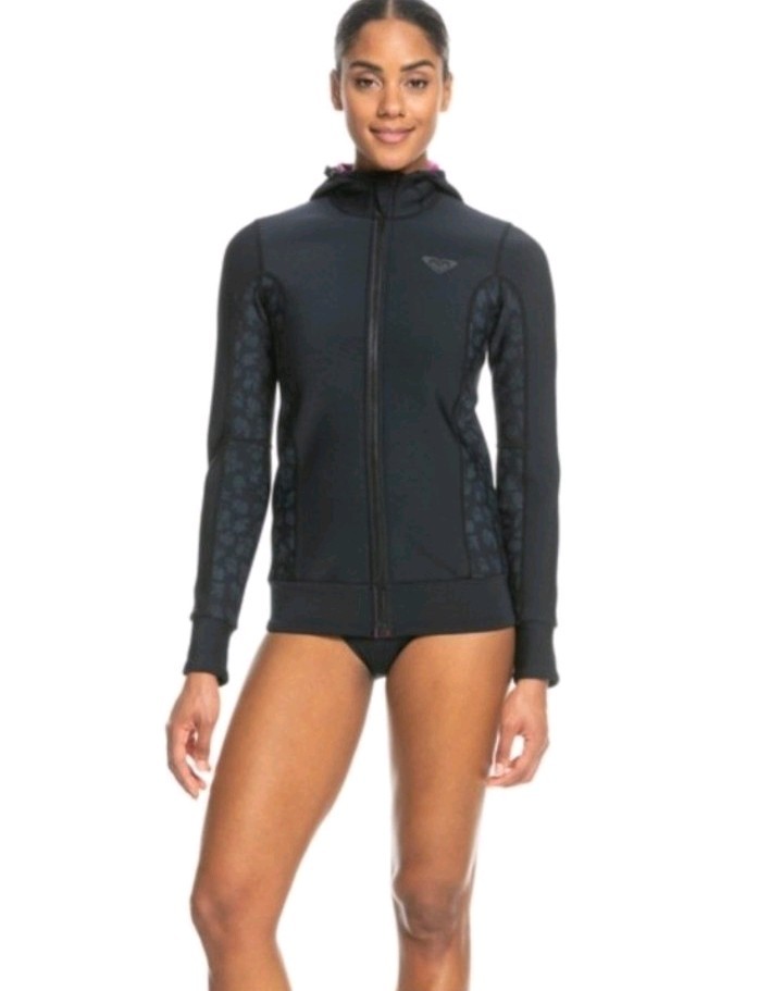 NEW ROXY Size 6 swell 1.0 paddle jacket hooded wetsuit women’s black pink