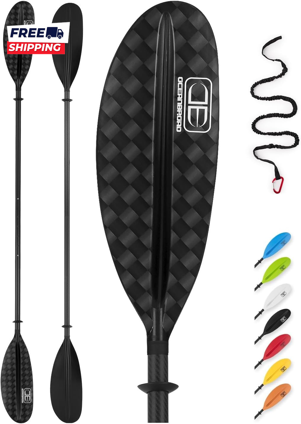 Adjustable Carbon Fiber Kayak Paddle 86In/220Cm to 94In/240Cm Kayaking Oar
