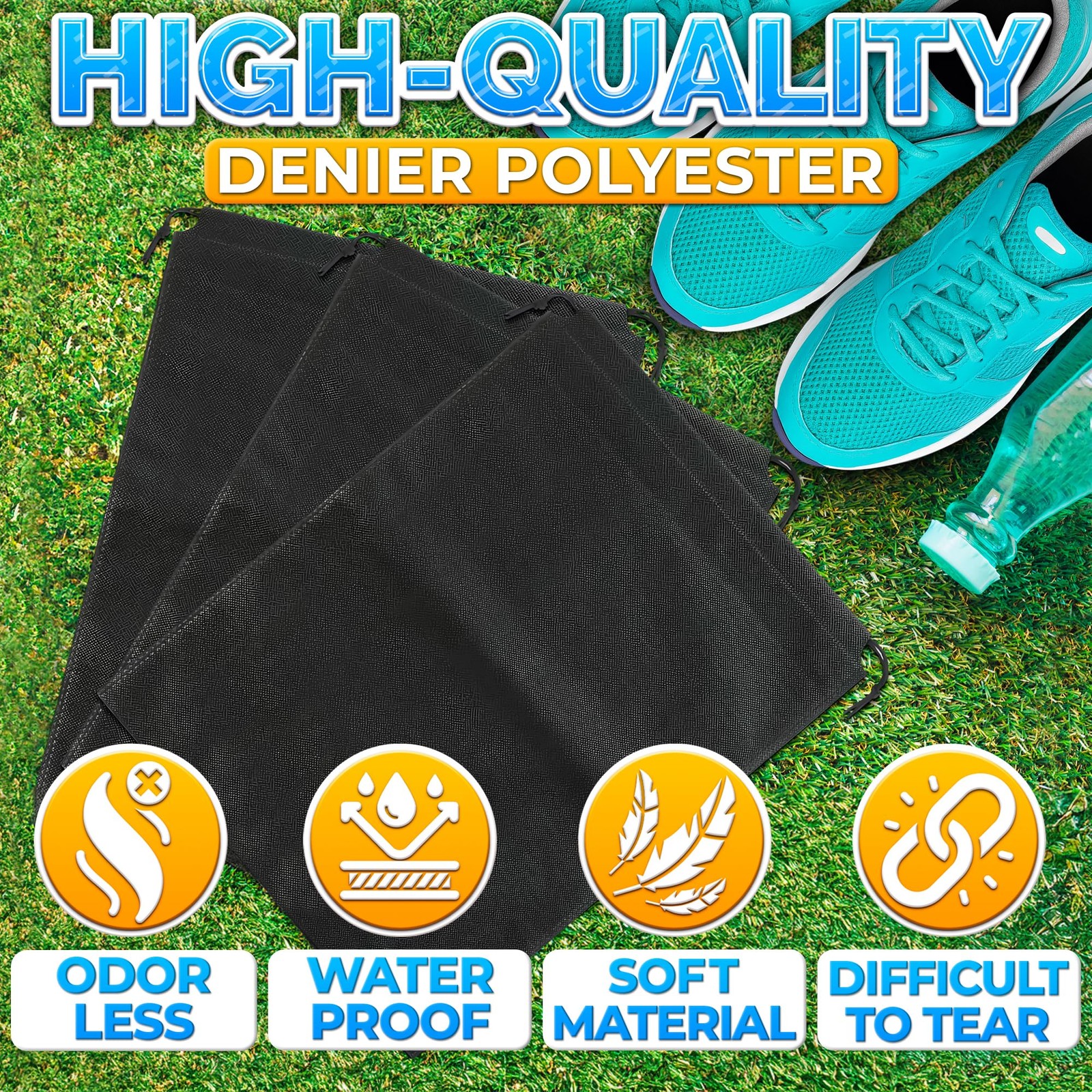 10 Pack Travel Shoe Backpack Set – Non-Mesh Solid 11.8″x15.75″ Waterproof Dra…