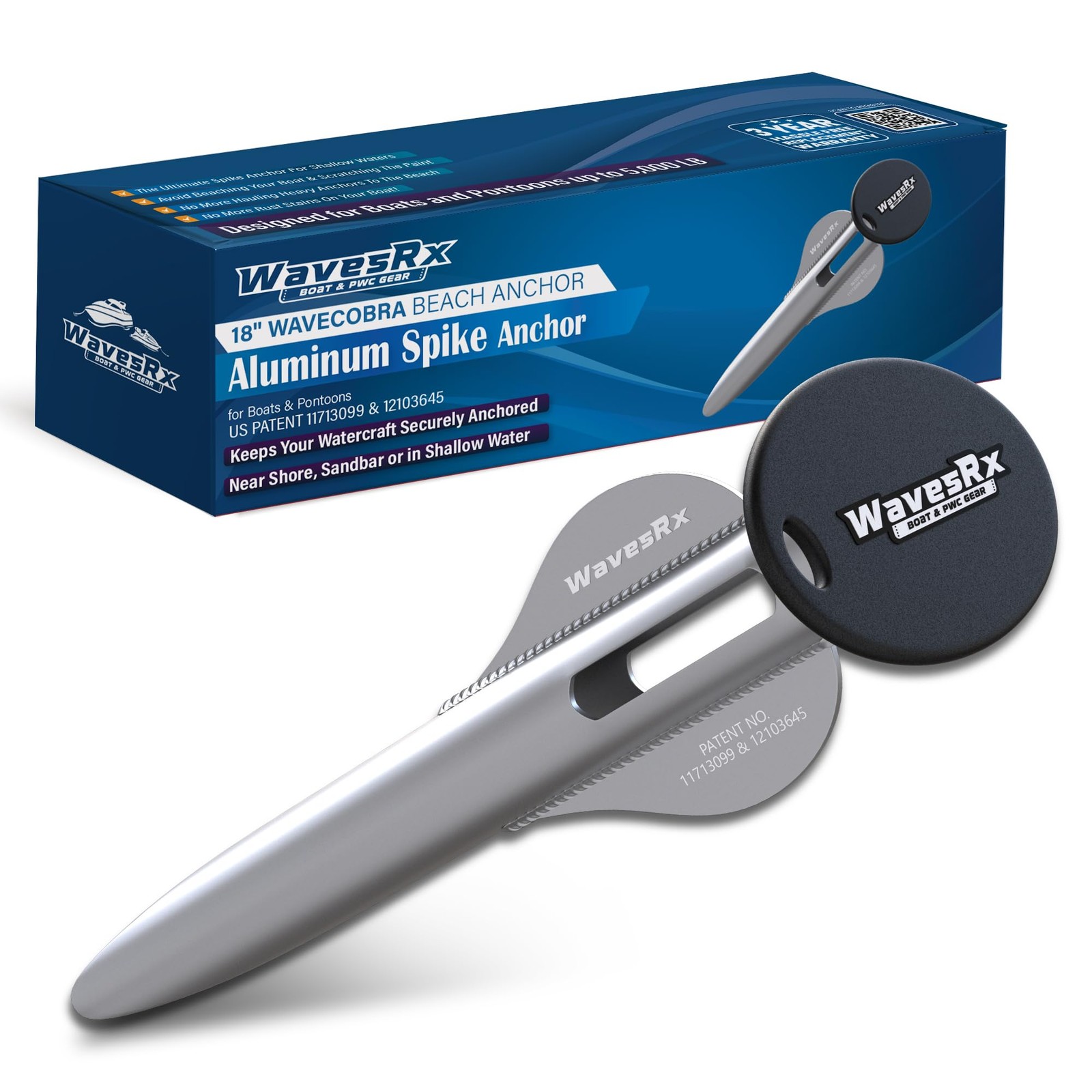 WAVESRX Ultra-Light Aluminum Beach Anchor for Jet Ski, Boat & Kayak