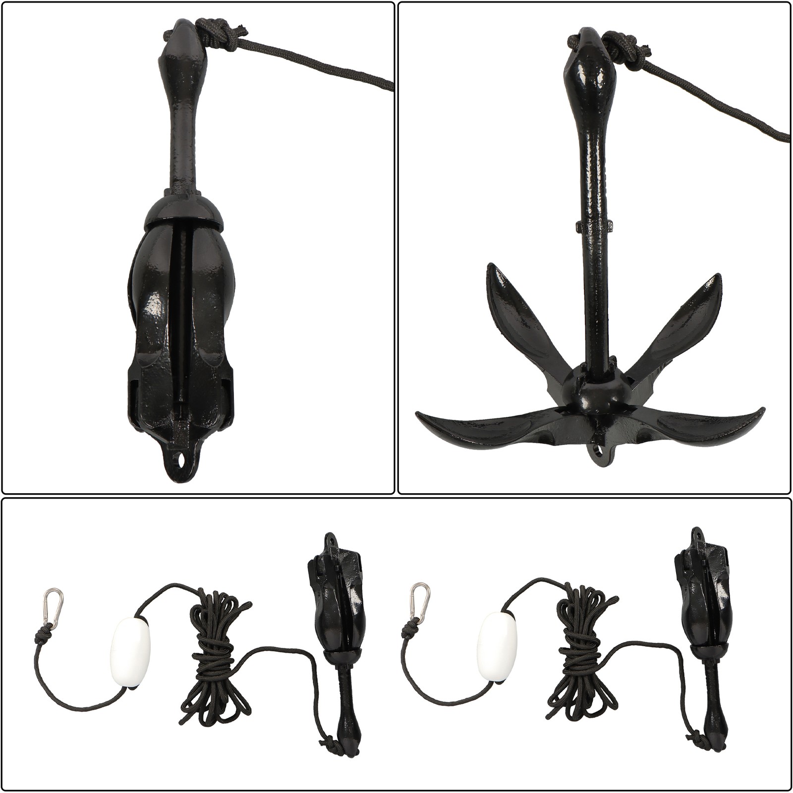 2× Portable Folding Marine Anchor Kit PWC Raft Boat Kayak Canoe Fishing Jet Ski
