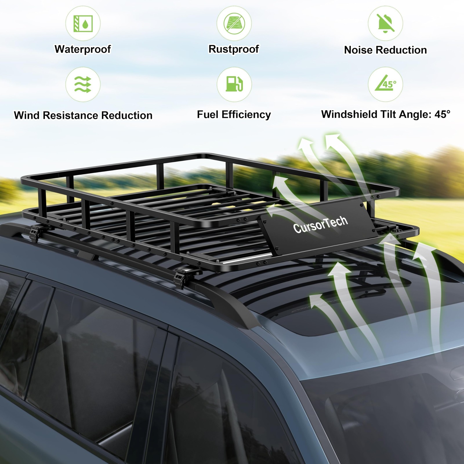 Roof Rack Basket 51″ x 36″ Heavy Duty Roof Cargo Basket 300 lbs Capacity Stee…
