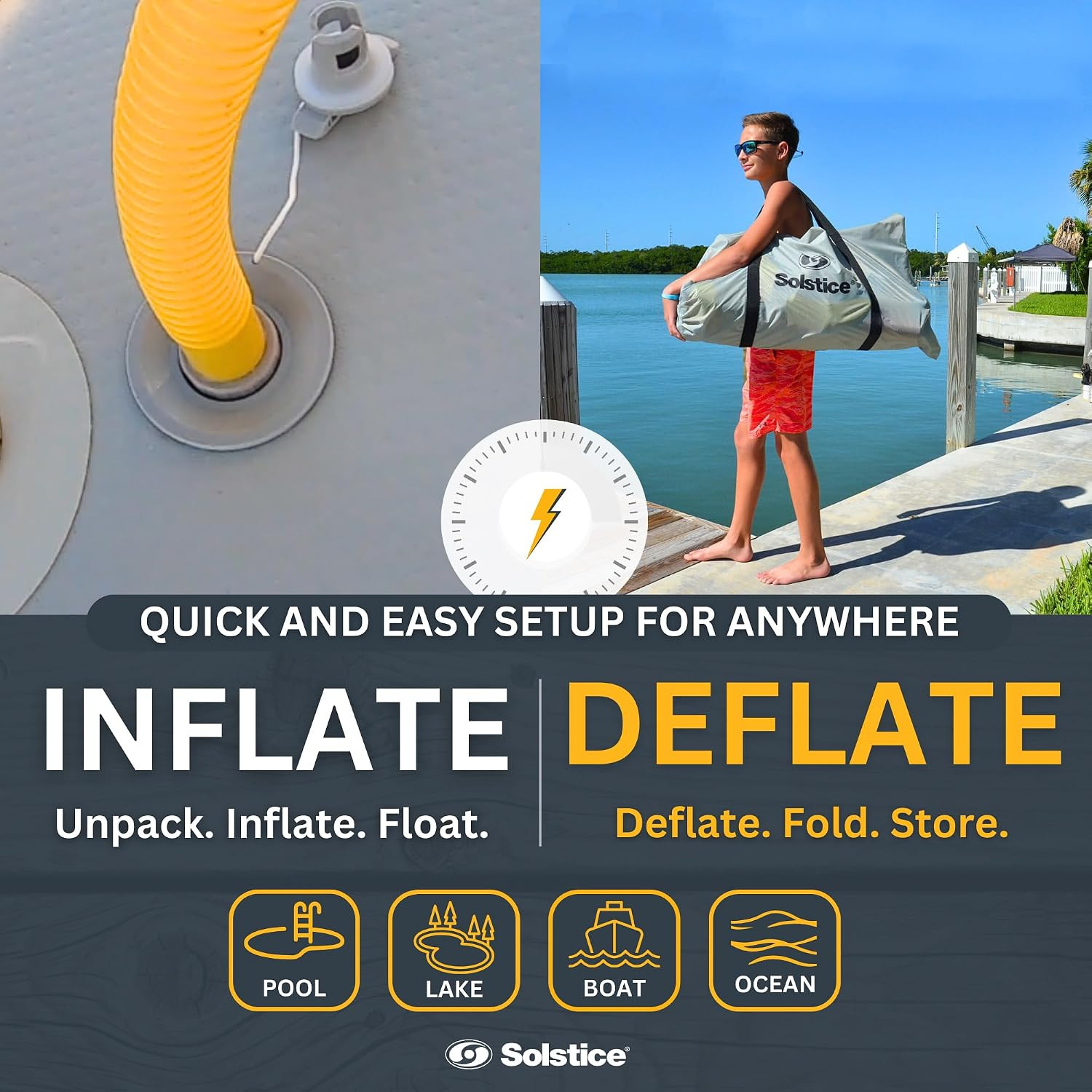 5-Person Classic Inflatable Dock, Floating Water Raft Platform, 6Ft X 5Ft – Outd