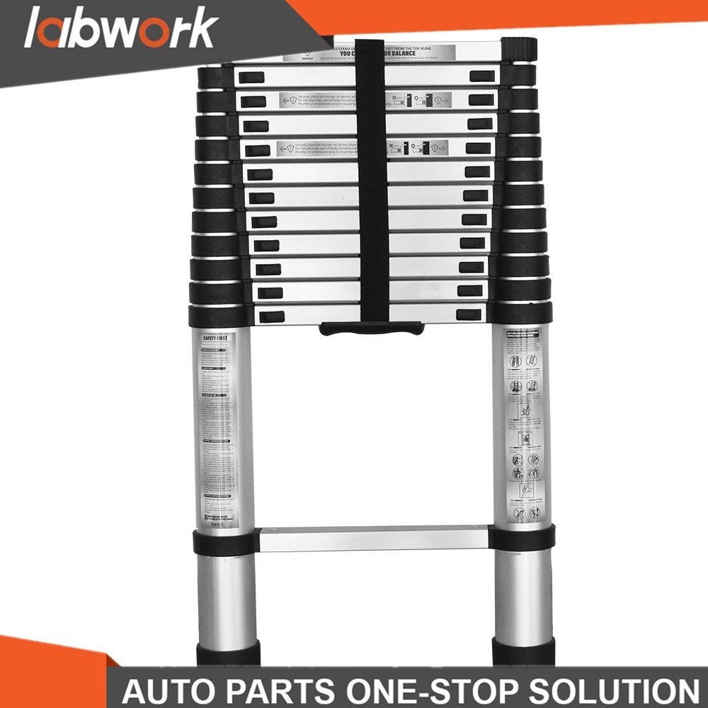 Labwork 12.5FT Heavy Duty Aluminum Extension Telescoping Lightweight Step Ladder