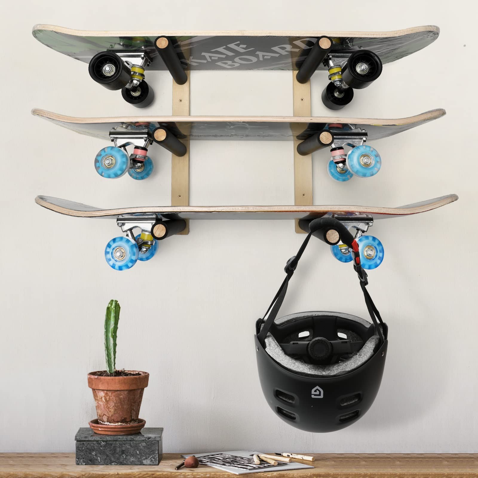 Skateboard Rack Longboard Storage Rack, Ski Snowboard Holder Wall Mount Float…