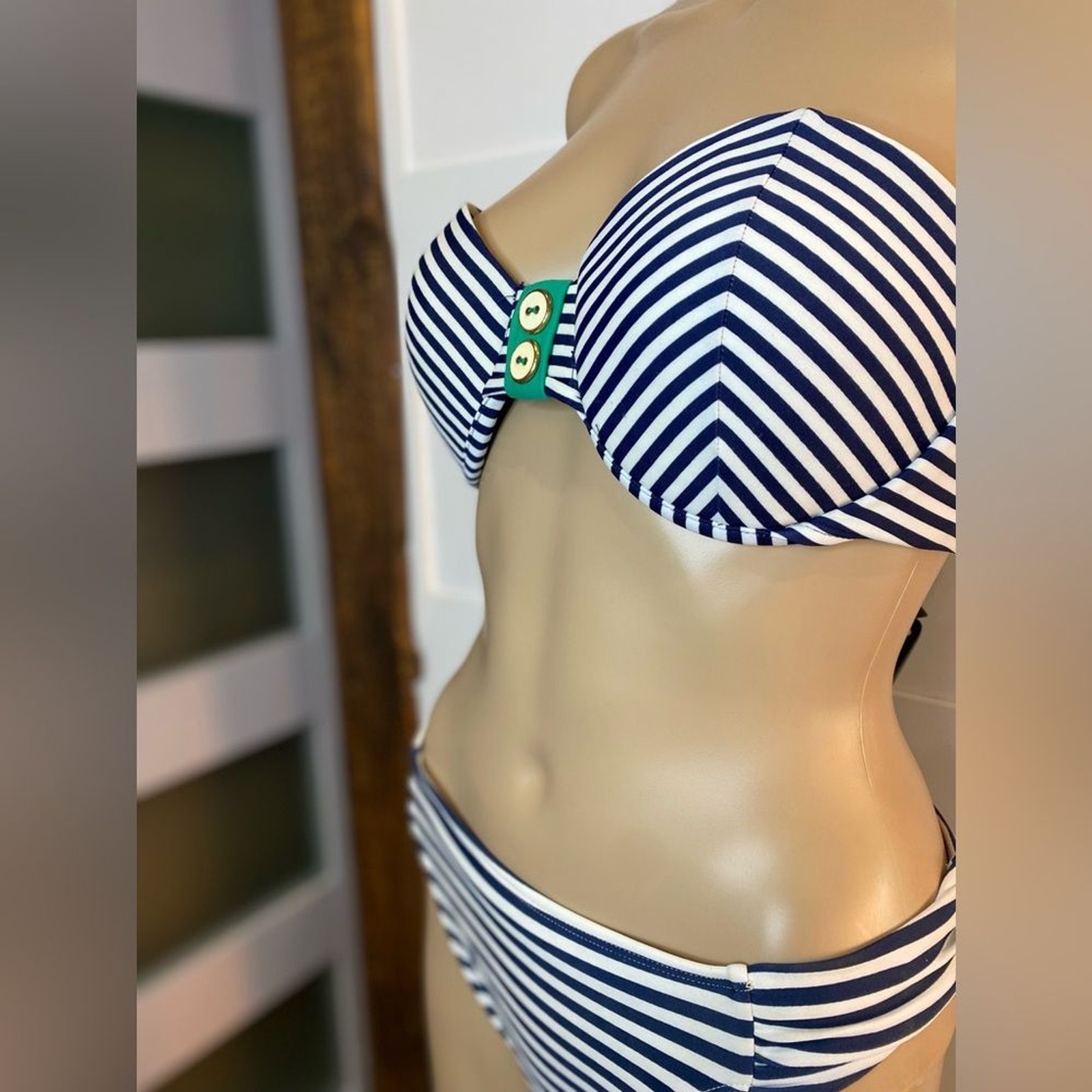 Xhilaration Bikini – Blue & White Nautical Stripes | 2-Piece Set, Gently Used