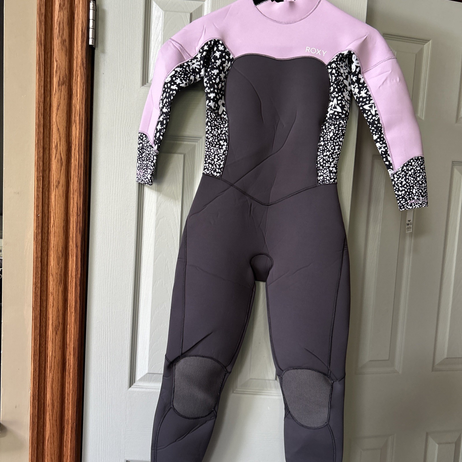 Roxy 3/2mm Swell Series BACK Zip Wetsuit GREY VIOLET PURPLE Size 16 Girls New