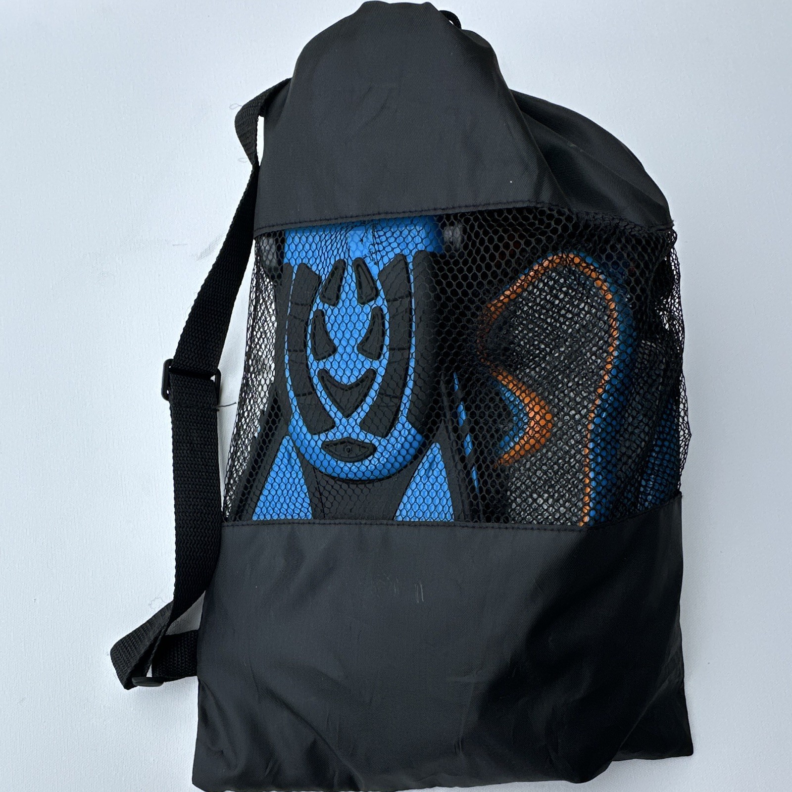 Kids Snorkel Set Mask Tube Fins S/M JR9-13 Blue/Orange Blue/Black Mesh Bag