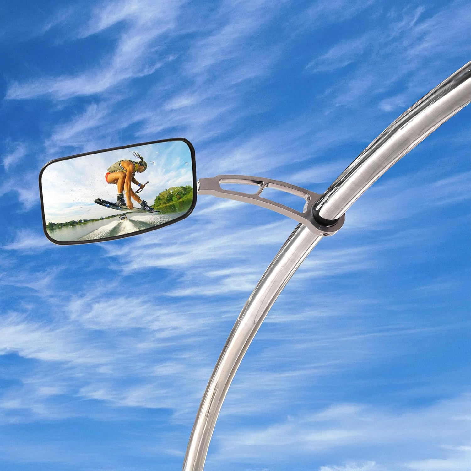 Boat Rear View Mirror Chrome for Wake Towers – Tournament Size 7X13″ Convex, Ant
