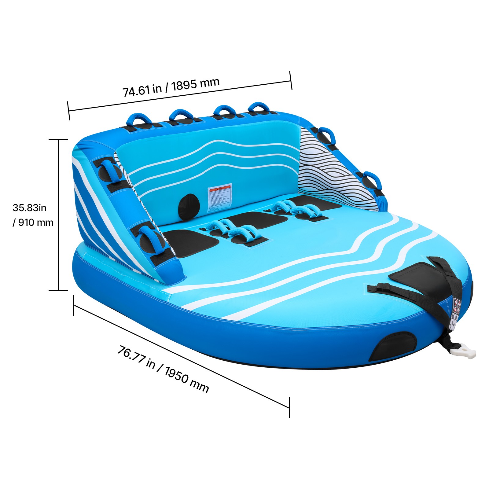 Uimoso Inflatable Towable Tubes for 1-3 Riders Water Sports Boating Fun Blue