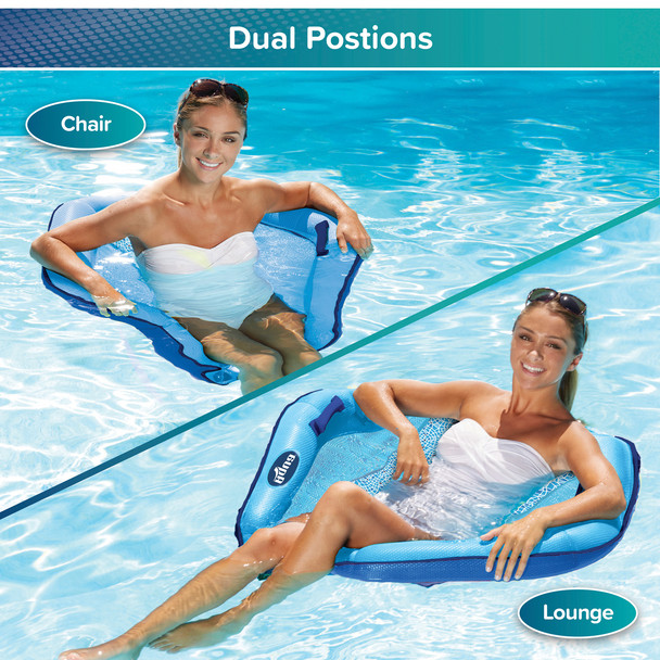 Aqua Inflateable Pool Float Lounge Chair Mosaic Blue