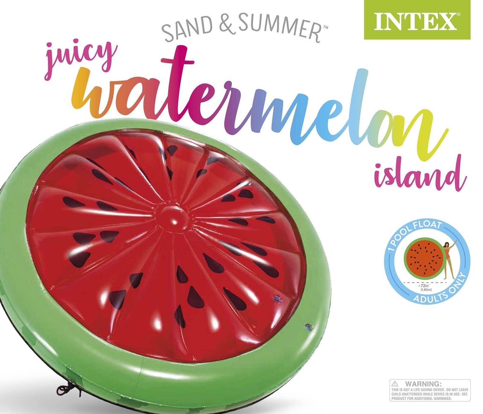 Intex Watermelon Inflatable Island Pool Float 72″ X 9″ Red Colored