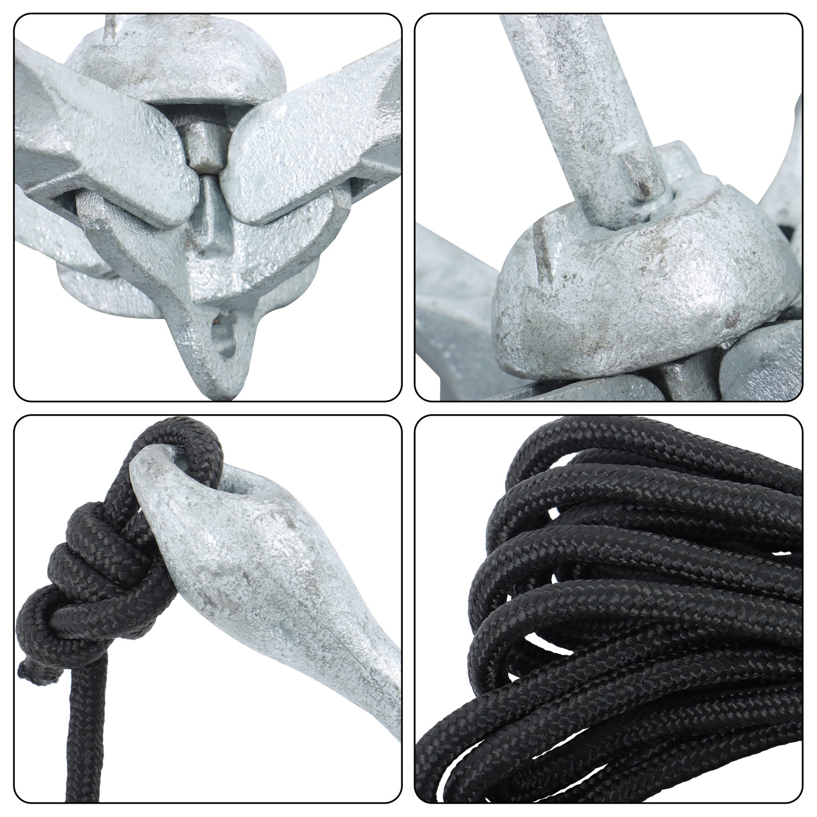For Canoe Kayak Raft Boat 1.5LB/3.3LB/5.5LB/7.05LB Complete Folding Anchor Kit