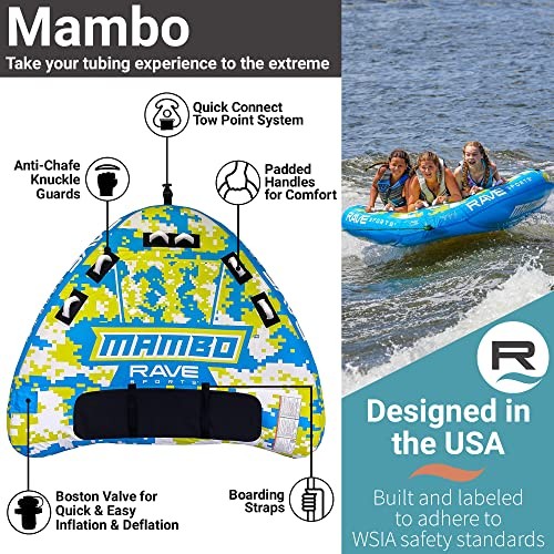 Boat Towable Tube – Inflatable Boating Tube for 1-3 Riders – Heavy-Duty Mambo