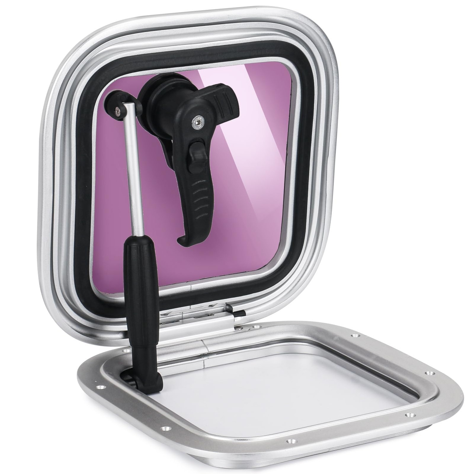 Anodized Aluminum Boat Porthole Window 10.8 inch*10.8 inch, Silver Frame
