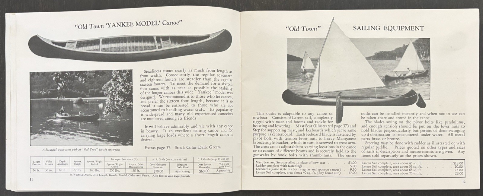 OLD TOWN CANOES & BOATS 1934 CATALOG