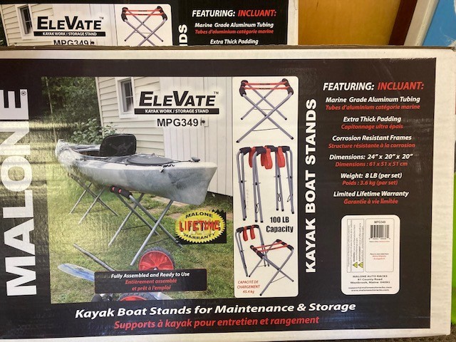 Malone Elevate Kayak Stand MPG349 holds up to 100 lbs.