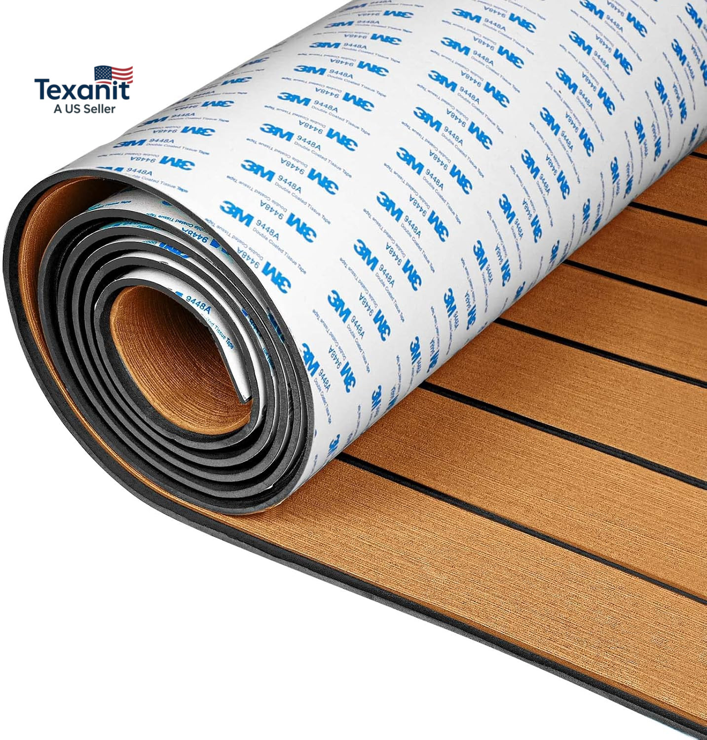 Foam Boat Flooring Faux Teak 48″x16.8″ 3M Adhesive Non Slip Marine Deck Pad 6mm