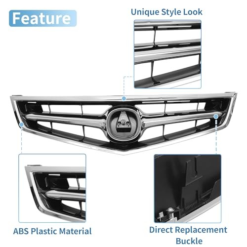 Front Upper Hood Bumper Grille Grill for Acura TSX 2006-2008 Front Upper