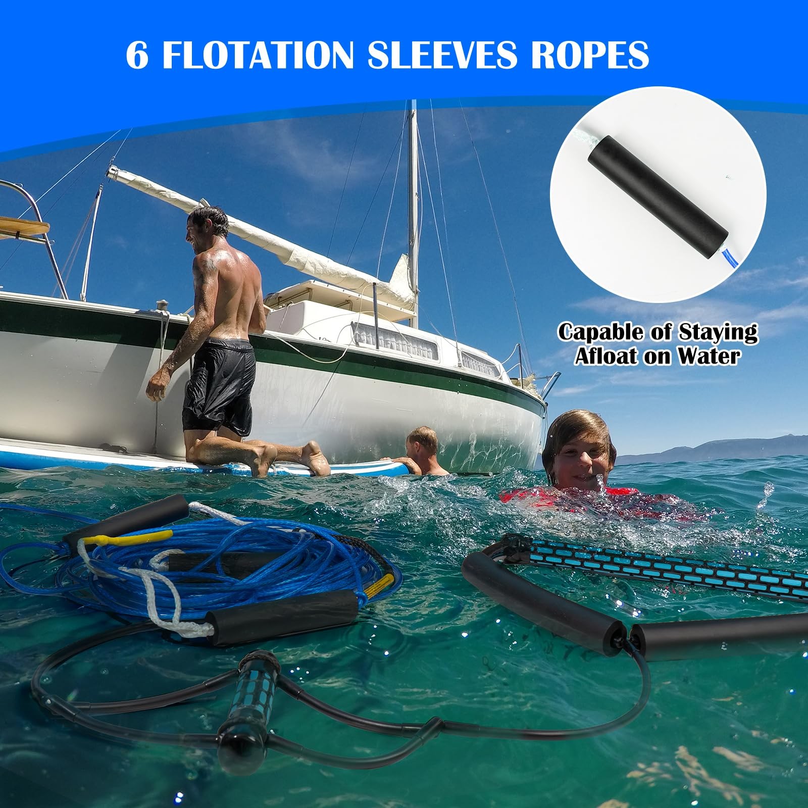 SETYPARY Dyneema No Stretch Wakeboard Rope and Handle, 75FT Floating Wakeboar…