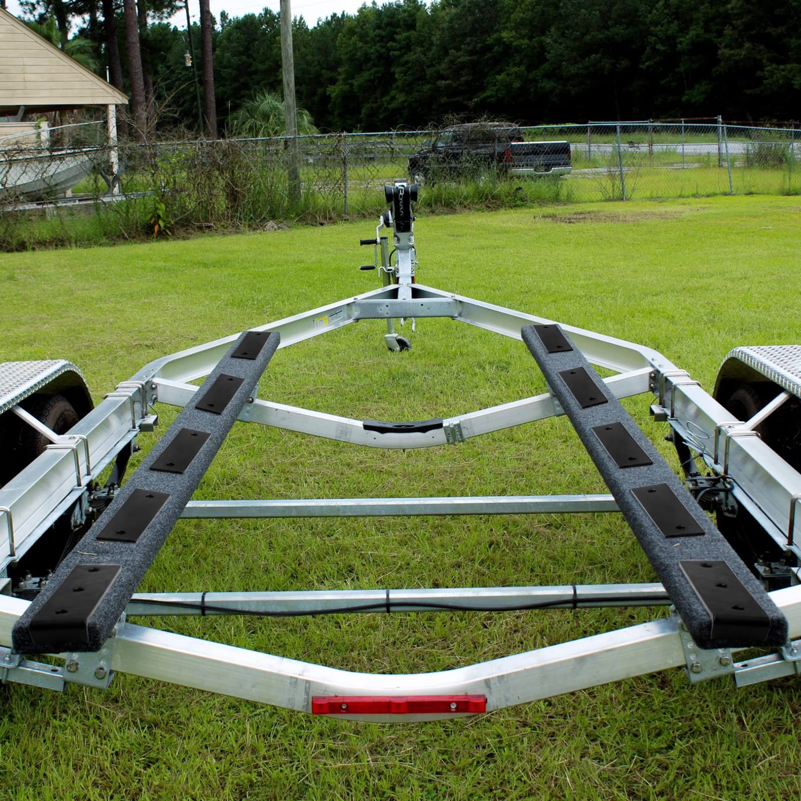 8PCS Boat Trailer Bunk Slides Kit 1: 8 Pads (3″x10″) + 2 Enders, Black