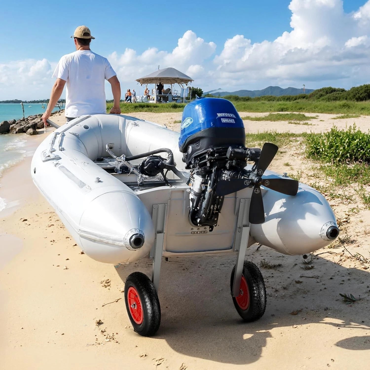Folding Boat Launching Wheels with Quick Release Pins – Heavy Duty 300 Lbs