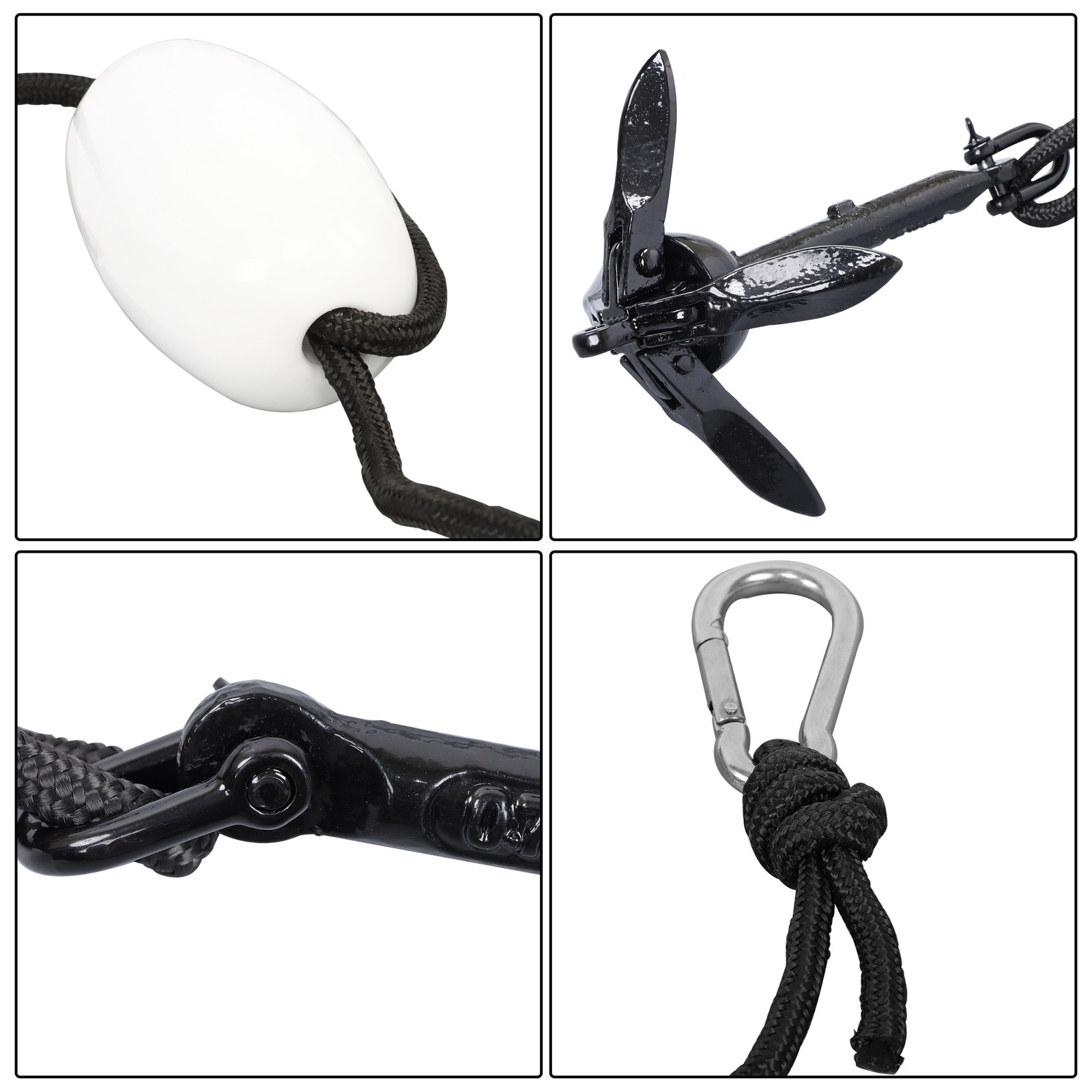 Marine Complete Folding Anchor Kit 24 ft Rope Buoy Kayak PWC Canoe Jet Ski